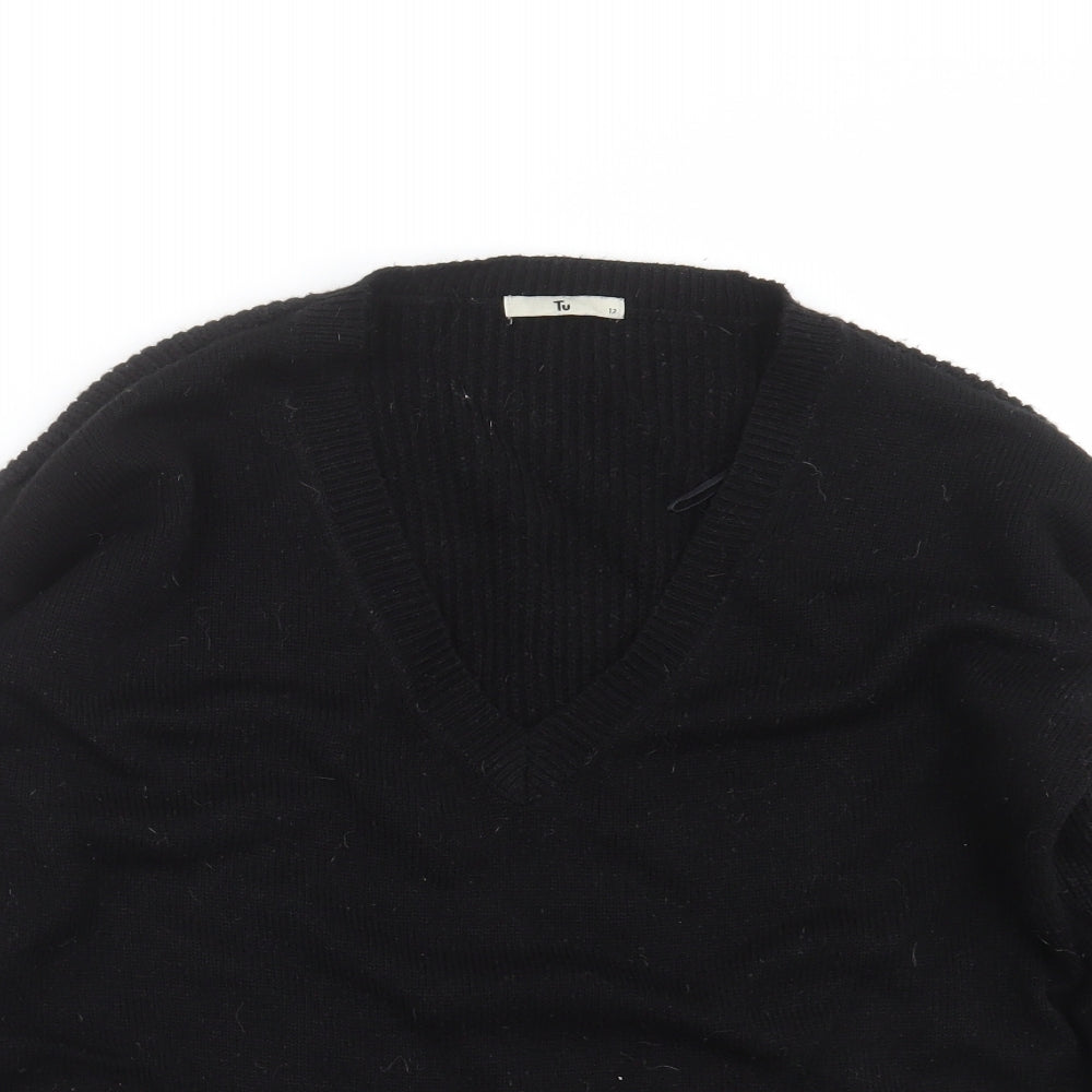 TU Womens Black  Knit Pullover Jumper Size 12