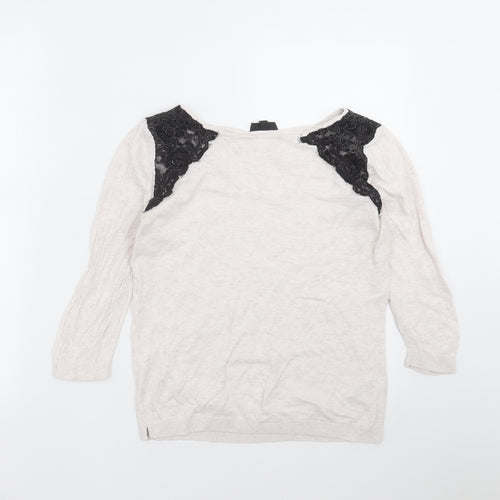 Topshop Womens Beige   Pullover Jumper Size 10  - lace detail