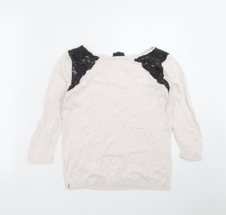 Topshop Womens Beige   Pullover Jumper Size 10  - lace detail
