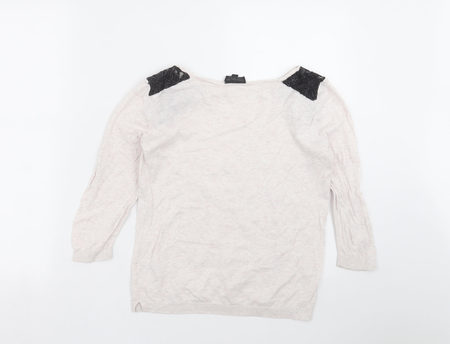 Topshop Womens Beige   Pullover Jumper Size 10  - lace detail