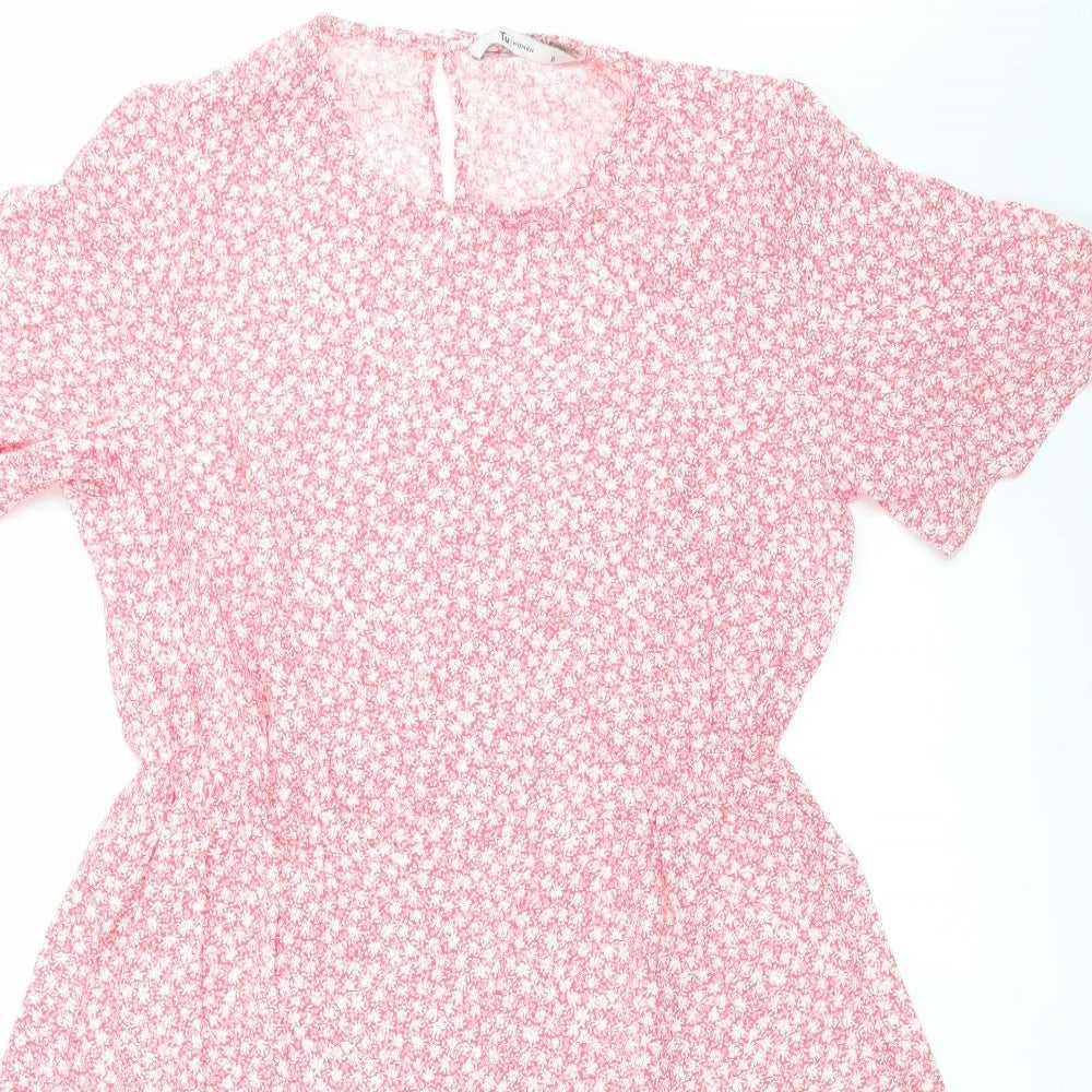 TU Womens Pink Floral  Fit & Flare  Size 8