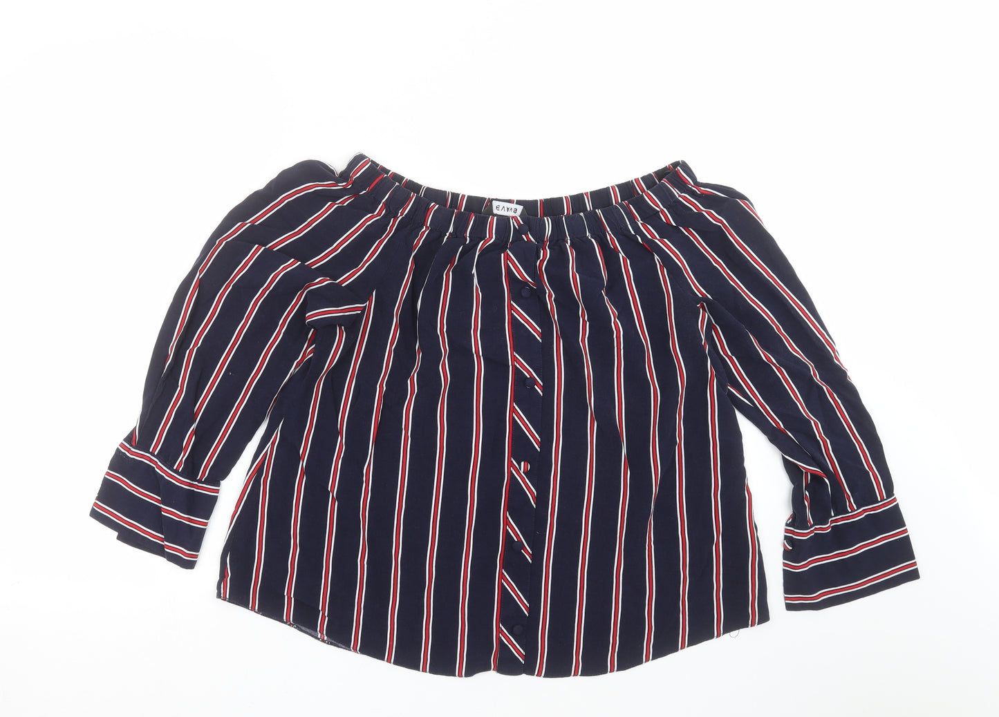 Evans Womens Blue Striped  Basic Blouse Size 16