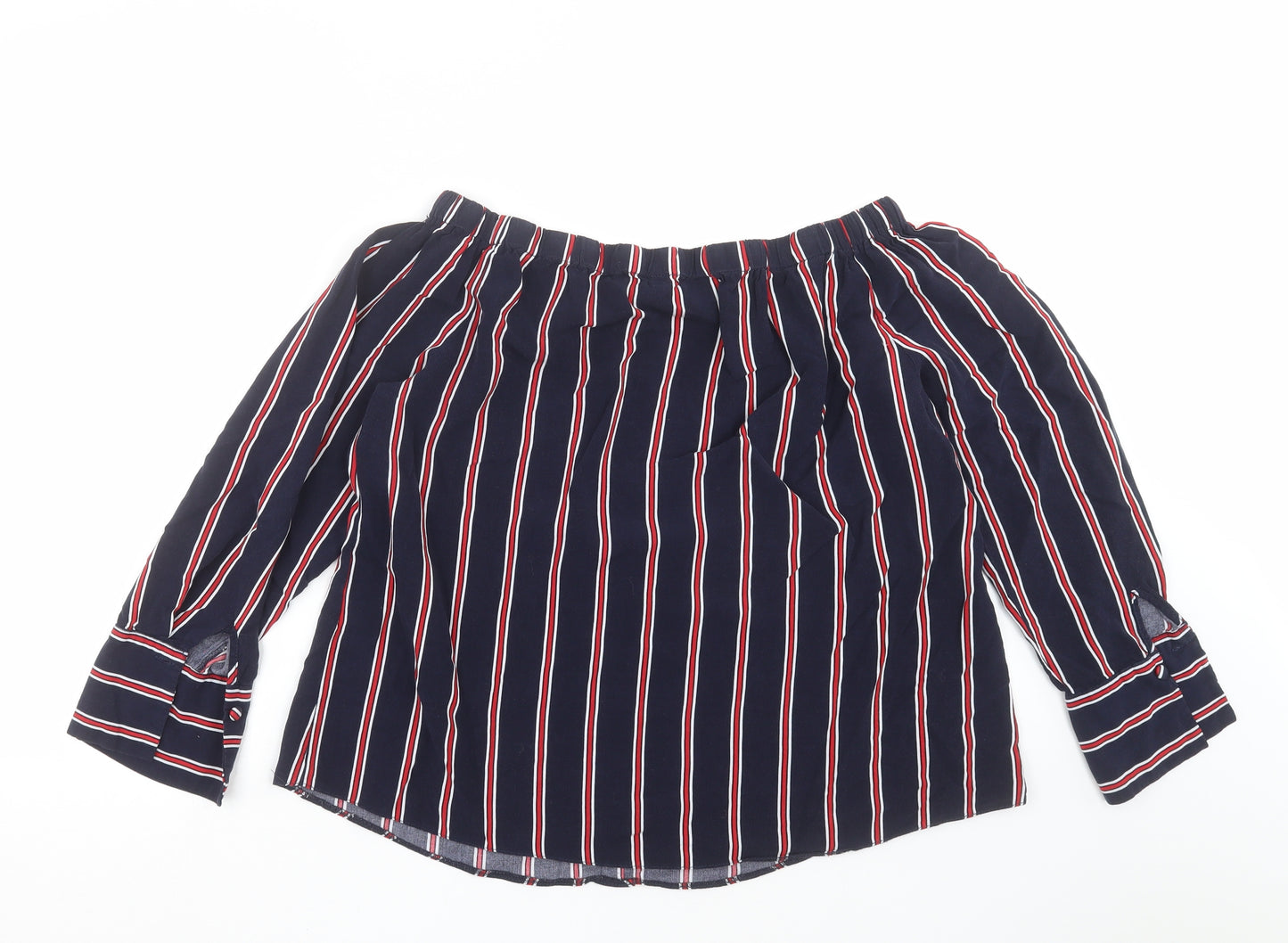 Evans Womens Blue Striped  Basic Blouse Size 16