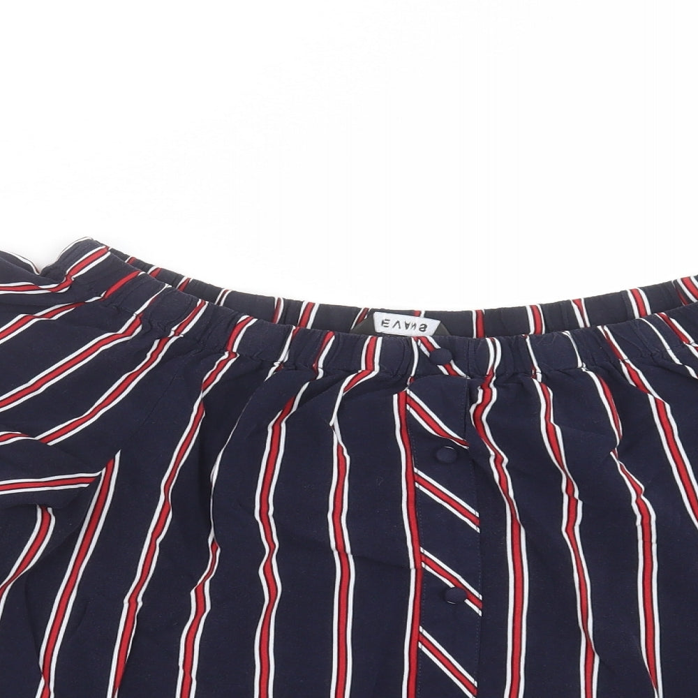 Evans Womens Blue Striped  Basic Blouse Size 16