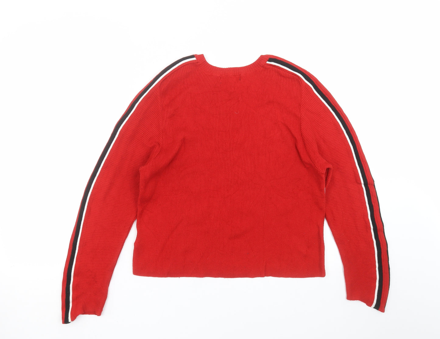 Primark Womens Red Striped Knit Pullover Jumper Size L