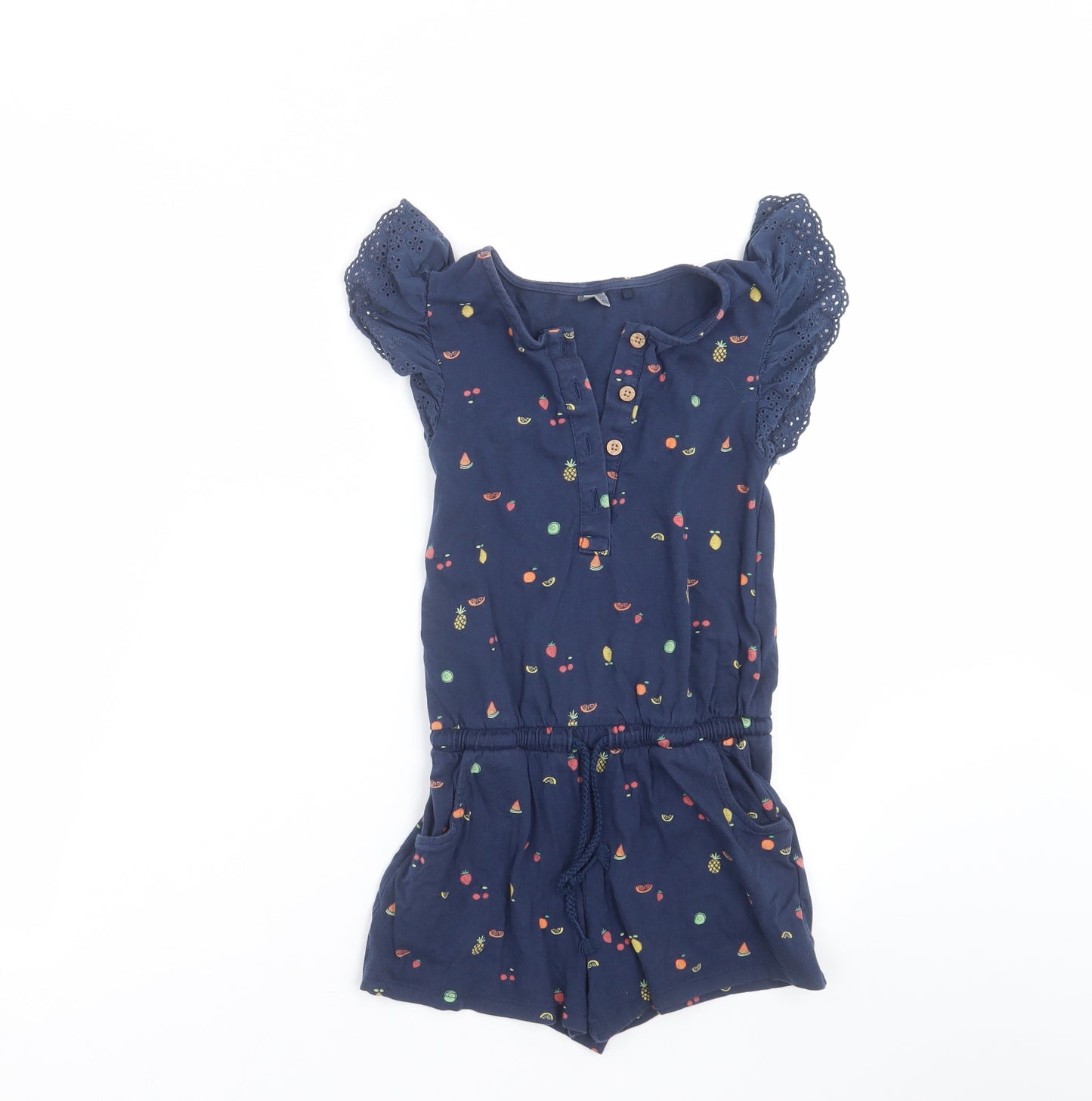 NEXT Girls Blue   Playsuit One-Piece Size 6 Years  - fruit pattern