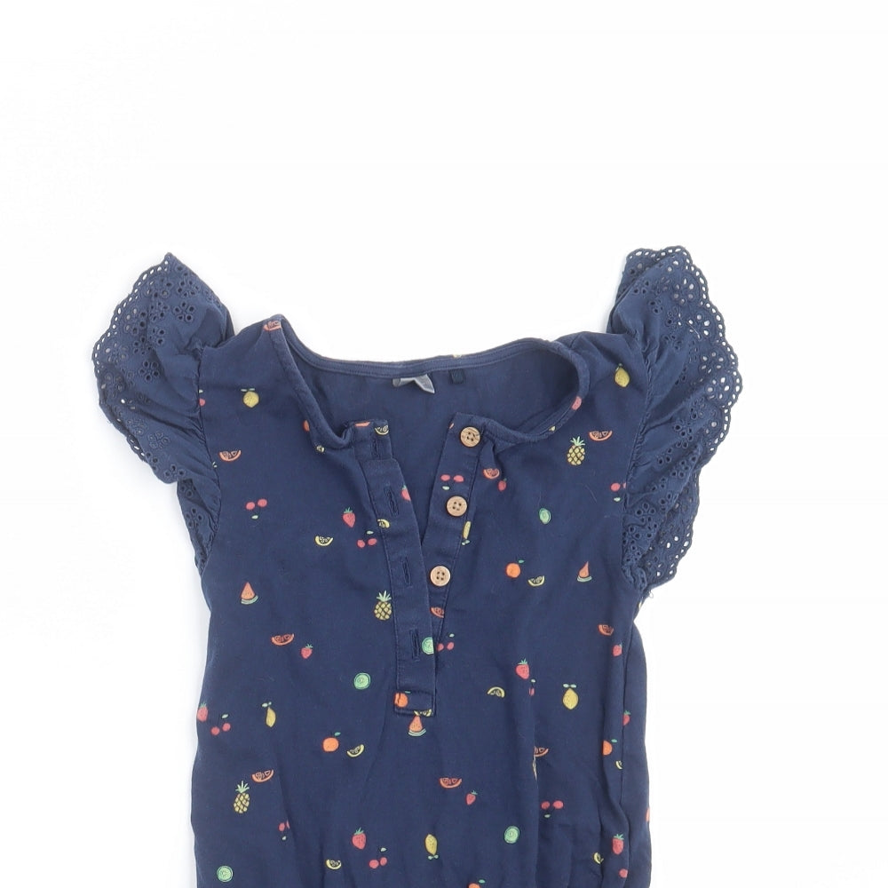 NEXT Girls Blue   Playsuit One-Piece Size 6 Years  - fruit pattern