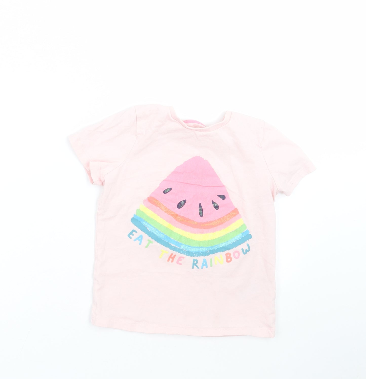 Marks and Spencer Girls Pink   Basic T-Shirt Size 5-6 Years  - watermelon