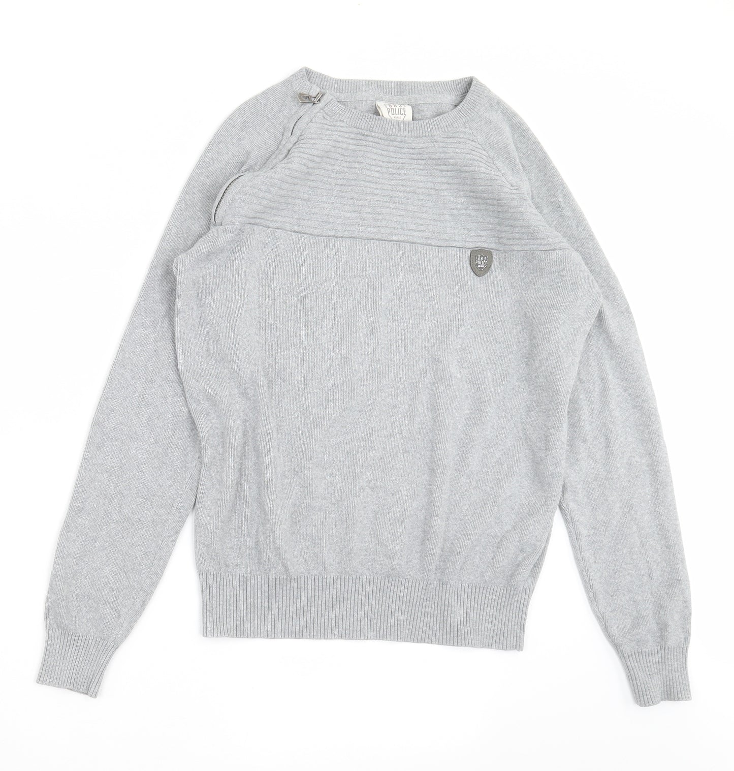 883 Police Mens Grey  Knit Pullover Jumper Size S