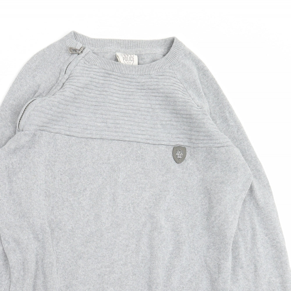 883 Police Mens Grey  Knit Pullover Jumper Size S