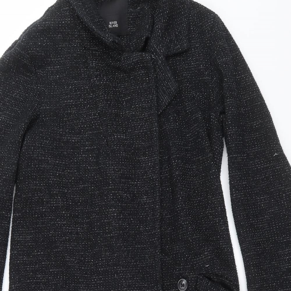 River Island Womens Black   Overcoat Coat Size 8