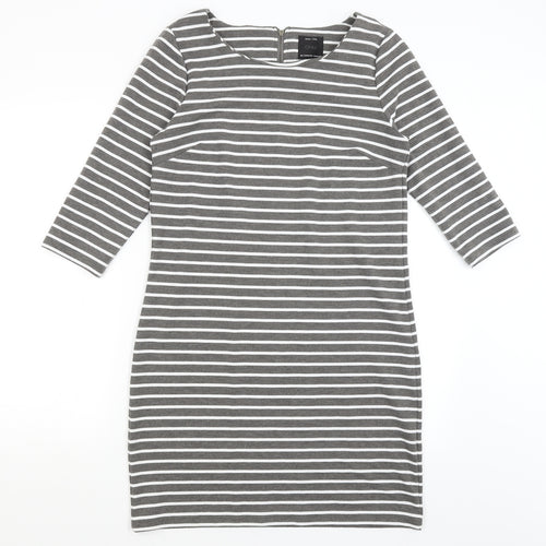 Only Womens Grey Striped  T-Shirt Dress  Size M