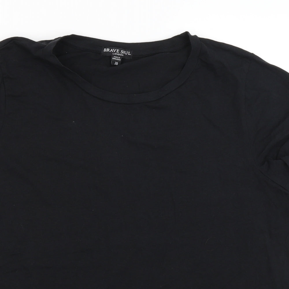 Brave Soul Womens Black   Basic T-Shirt Size 20