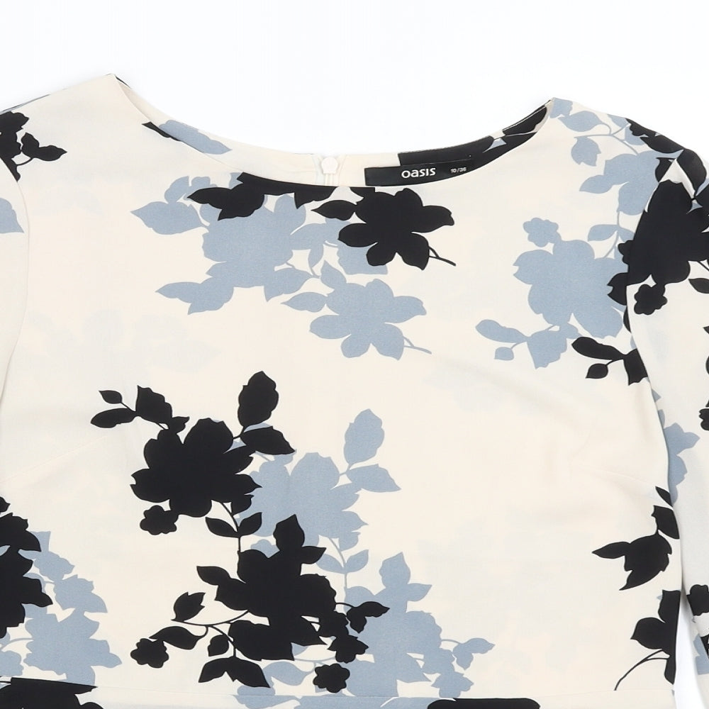 Oasis Womens Beige Floral  Basic Blouse Size 10