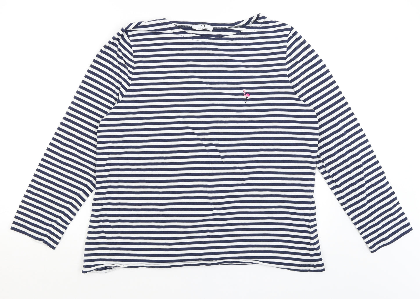 Peter Hahn Womens White Striped  Basic T-Shirt Size 22