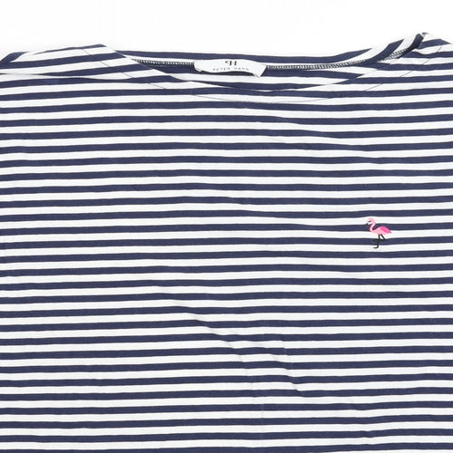 Peter Hahn Womens White Striped  Basic T-Shirt Size 22