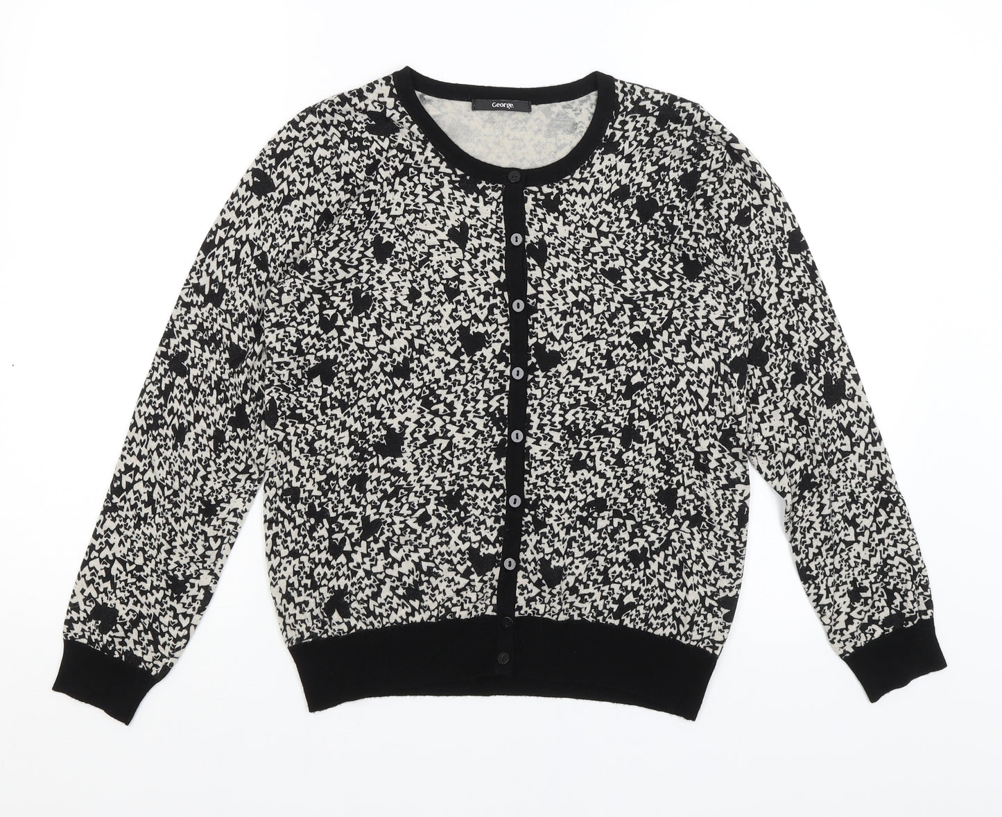 George Womens Black   Cardigan Jumper Size 14  - Hearts