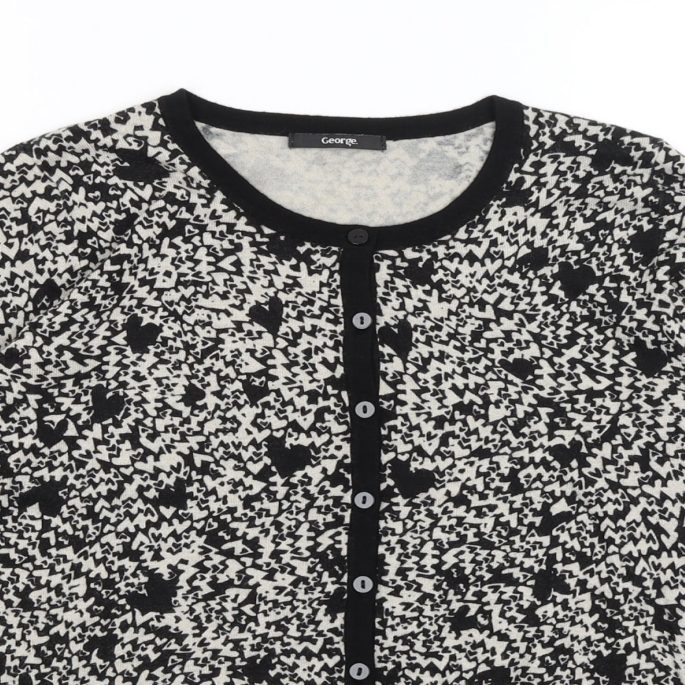 George Womens Black   Cardigan Jumper Size 14  - Hearts