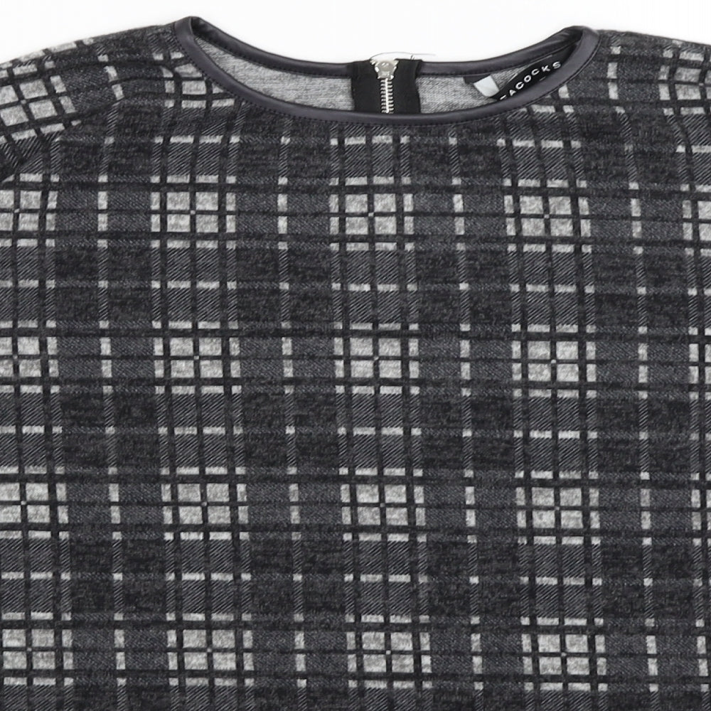 Peacocks Womens Grey Check  Basic T-Shirt Size 8