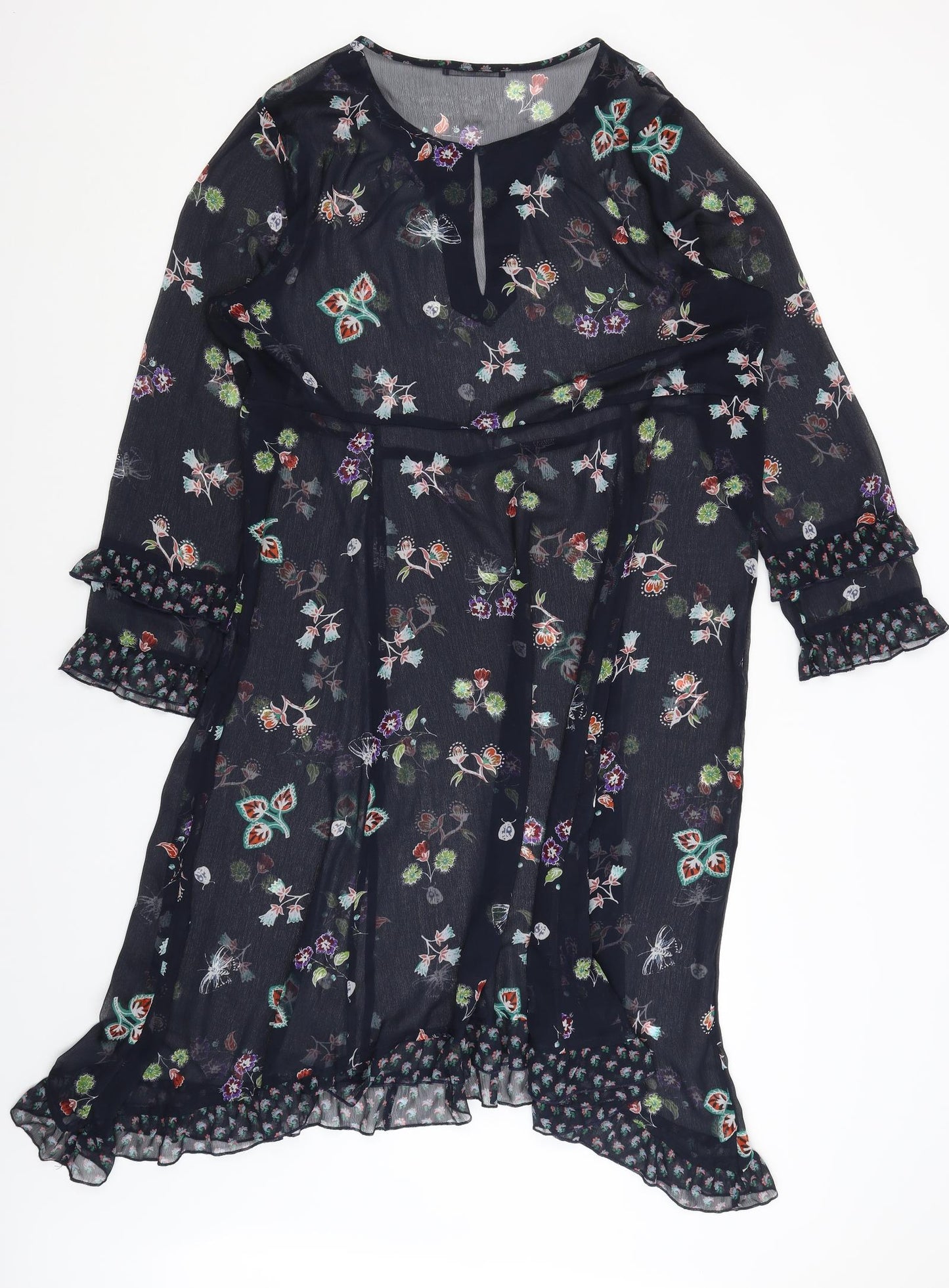 M&S Womens Blue Floral  Fit & Flare  Size 18