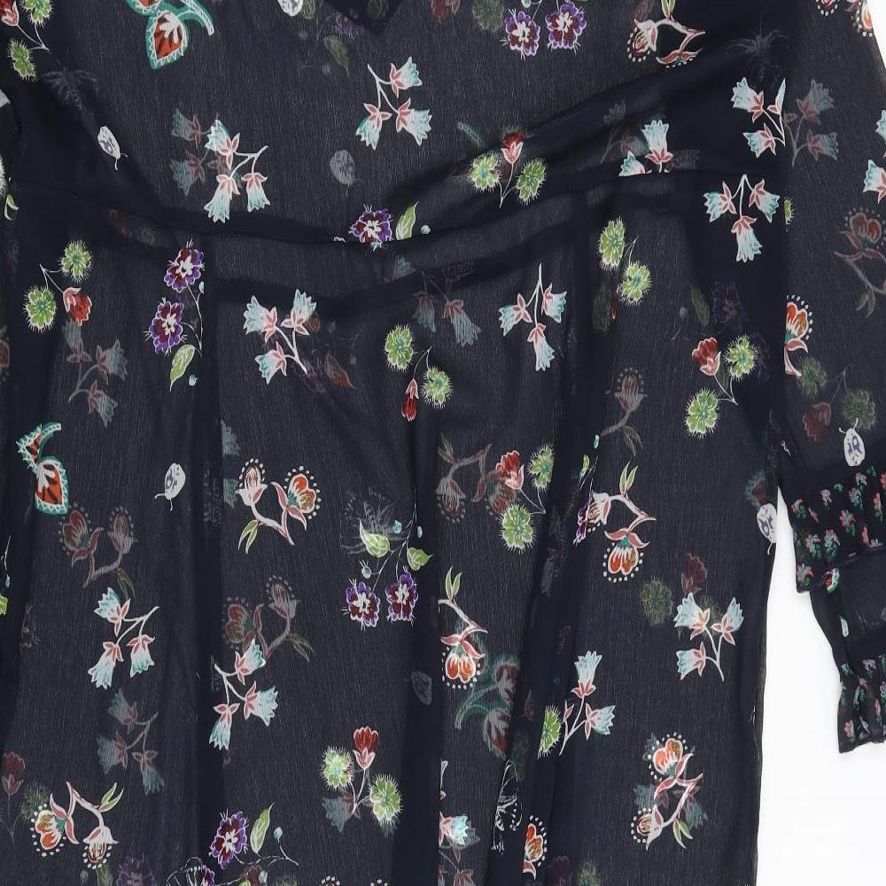 M&S Womens Blue Floral  Fit & Flare  Size 18