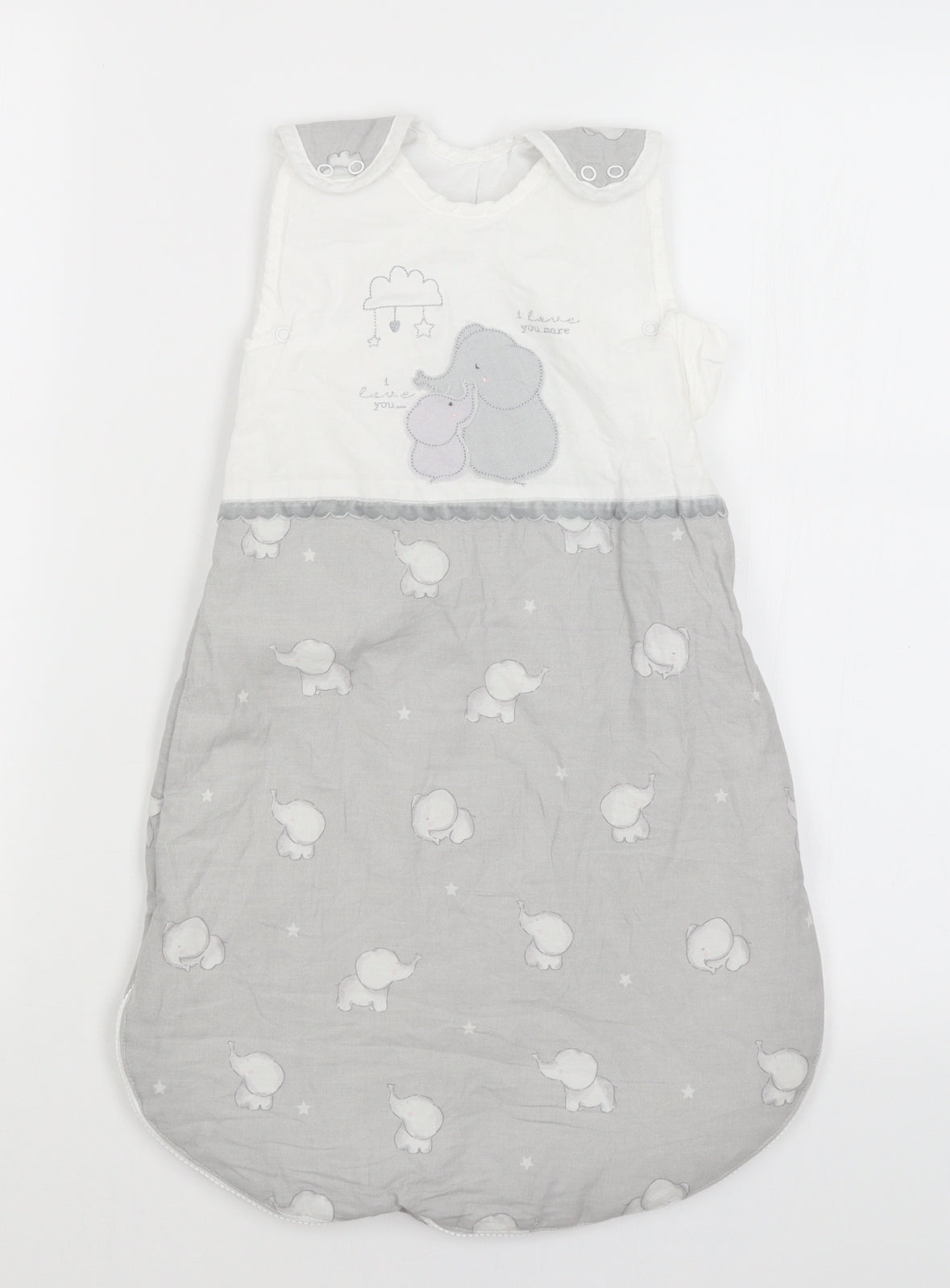 Dunelm Baby Grey   Babygrow One-Piece Size 3-6 Months  - Elephants