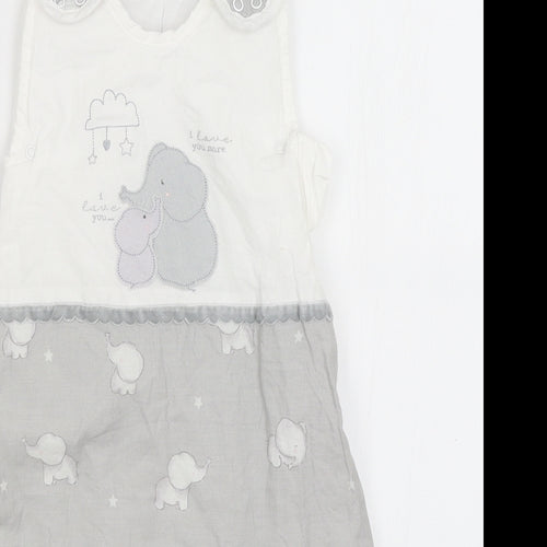 Dunelm Baby Grey   Babygrow One-Piece Size 3-6 Months  - Elephants
