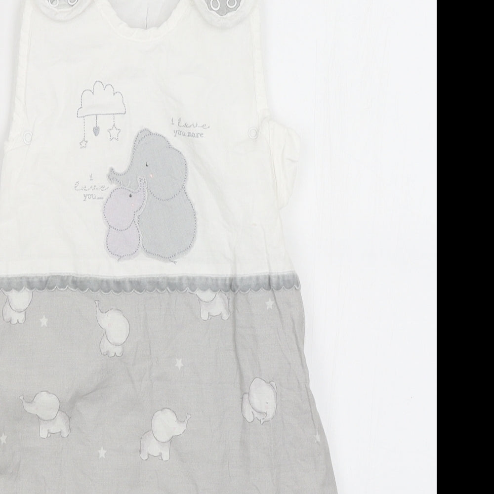 Dunelm Baby Grey   Babygrow One-Piece Size 3-6 Months  - Elephants