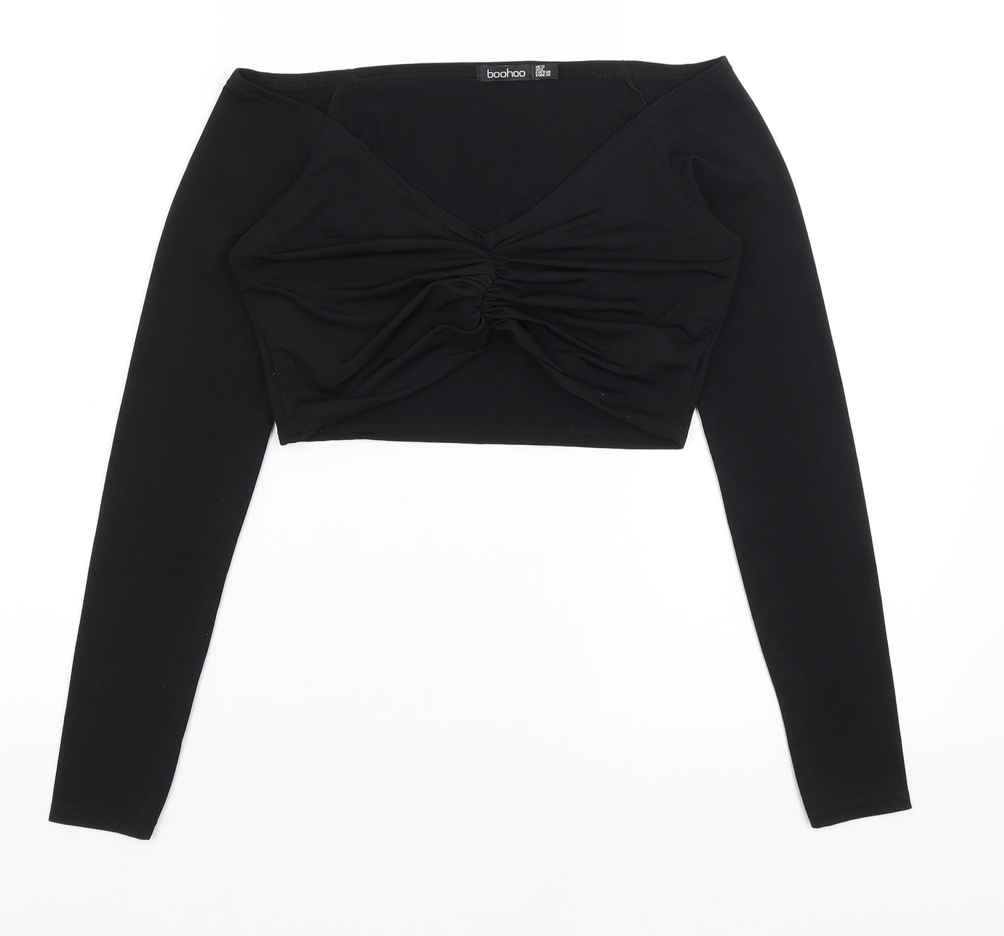 Boohoo Womens Black   Cropped T-Shirt Size 12