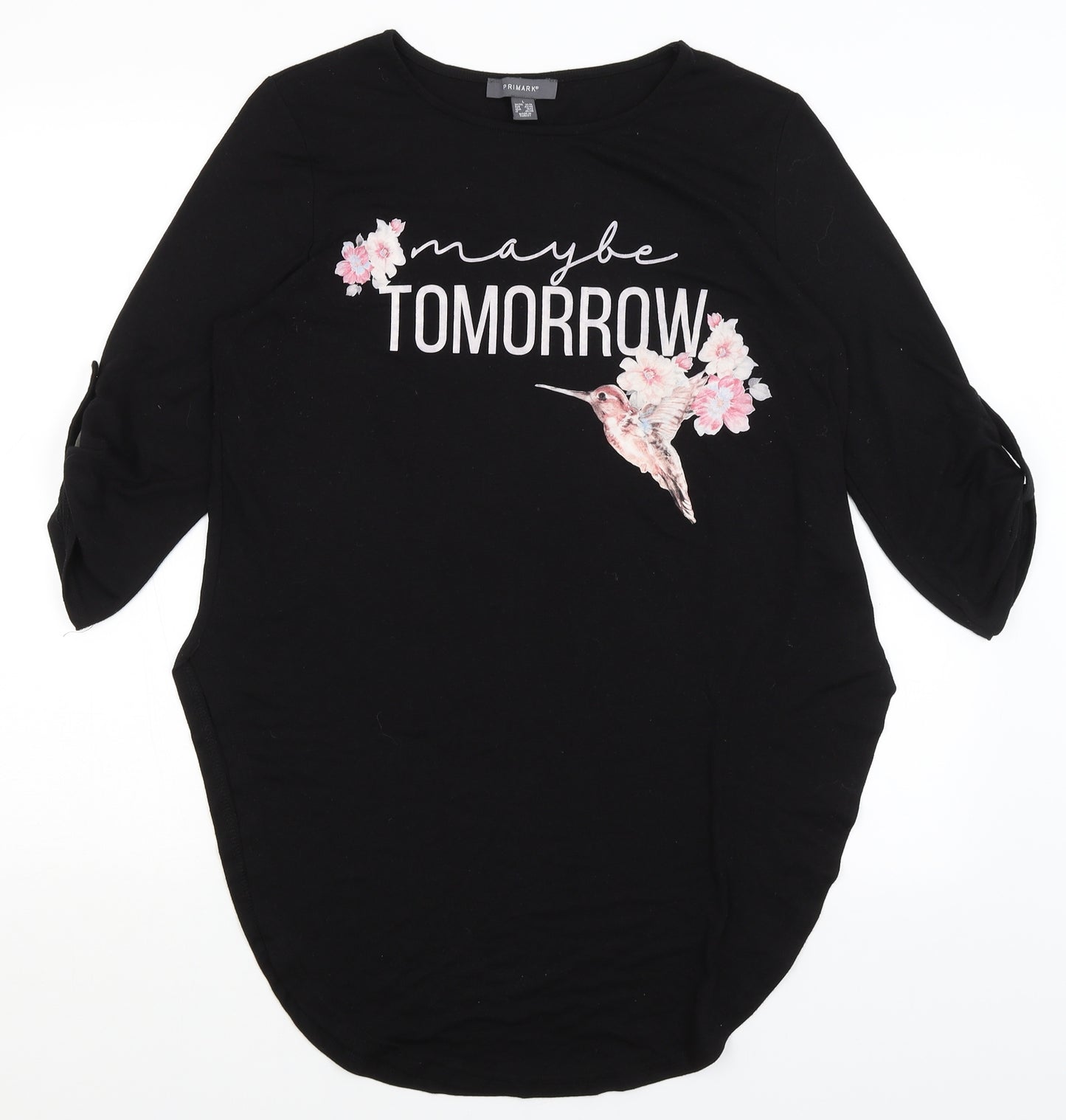 Primark Womens Black   Basic T-Shirt Size L  - Maybe Tomorow