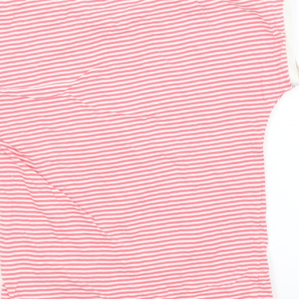 M&S Girls Pink Striped  Basic T-Shirt Size 5-6 Years  - Unicorn