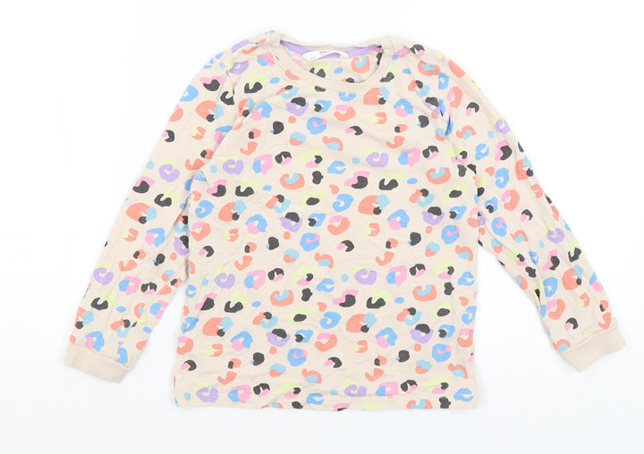 M&S Girls Beige Animal Print  Basic T-Shirt Size 5-6 Years