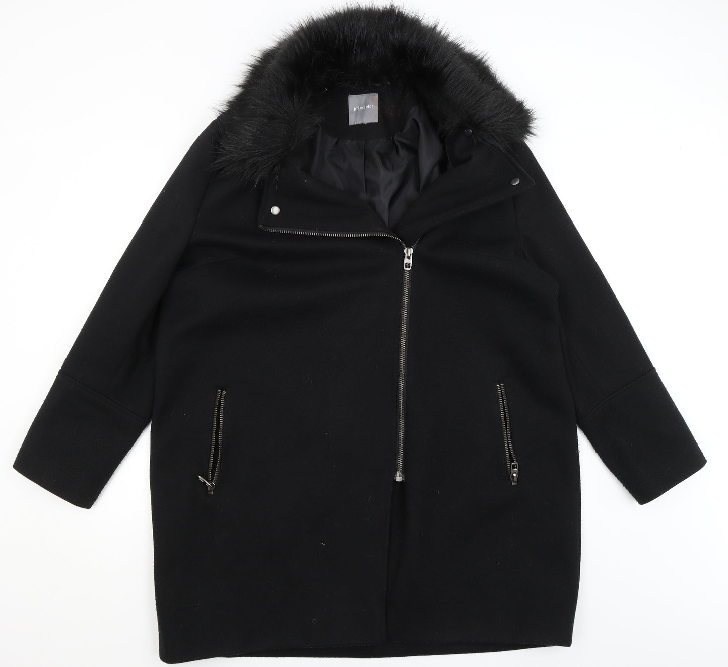 Principles Womens Black   Overcoat Coat Size 22