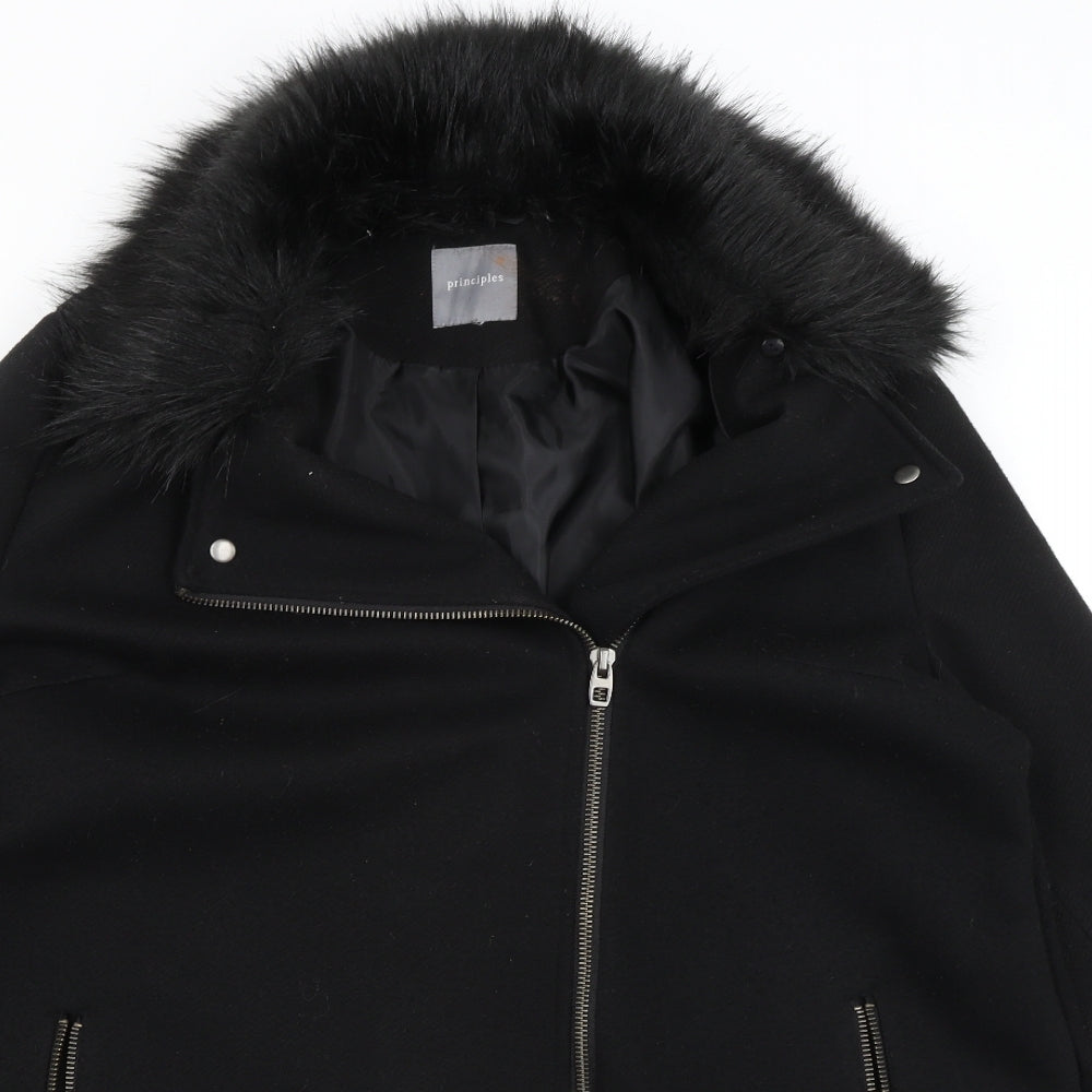 Principles Womens Black   Overcoat Coat Size 22