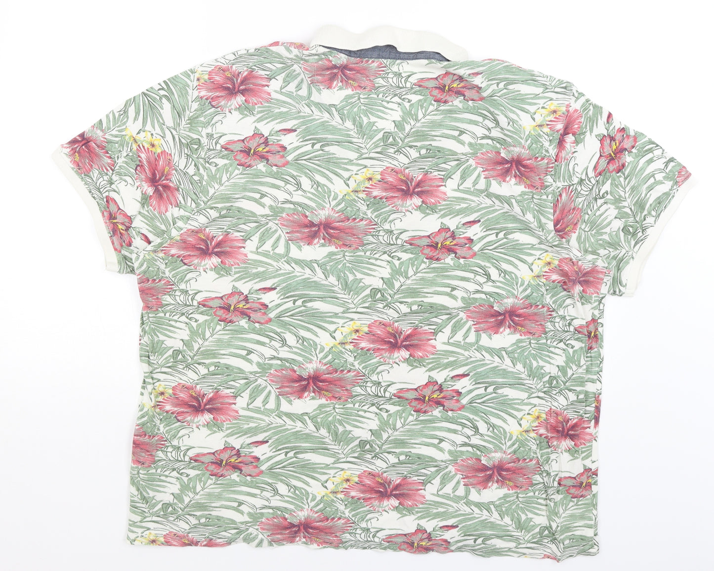 Red Herring Mens White Floral   Polo Size 2XL