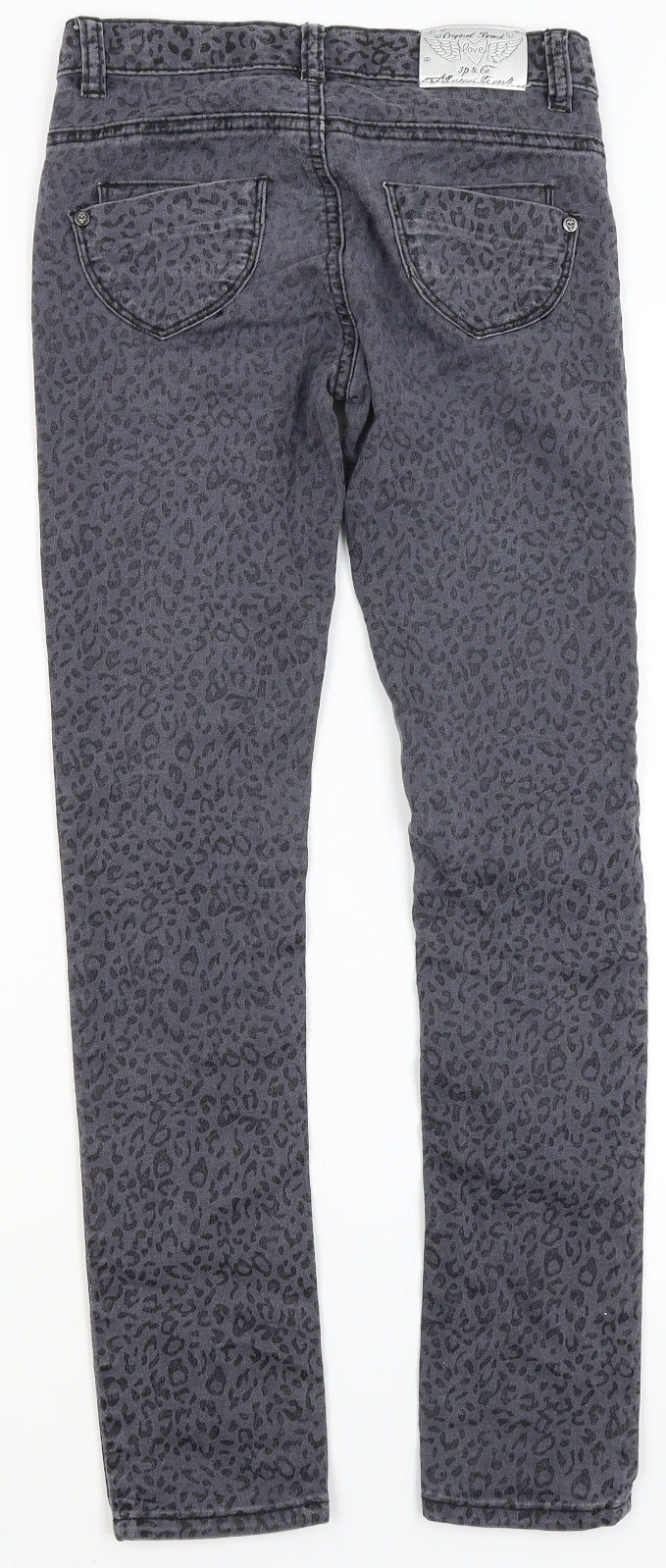 3 Pommes Girls Grey Animal Print  Skinny Jeans Size 11-12 Years