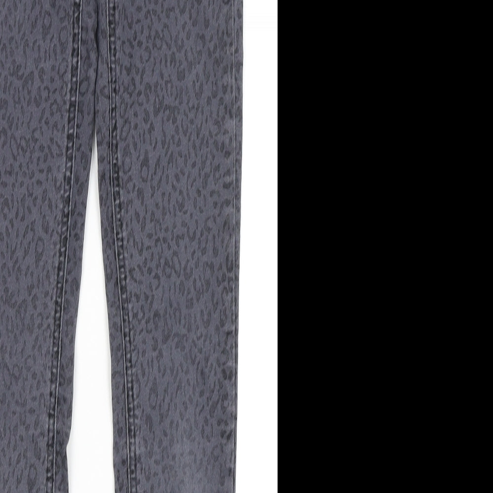 3 Pommes Girls Grey Animal Print  Skinny Jeans Size 11-12 Years