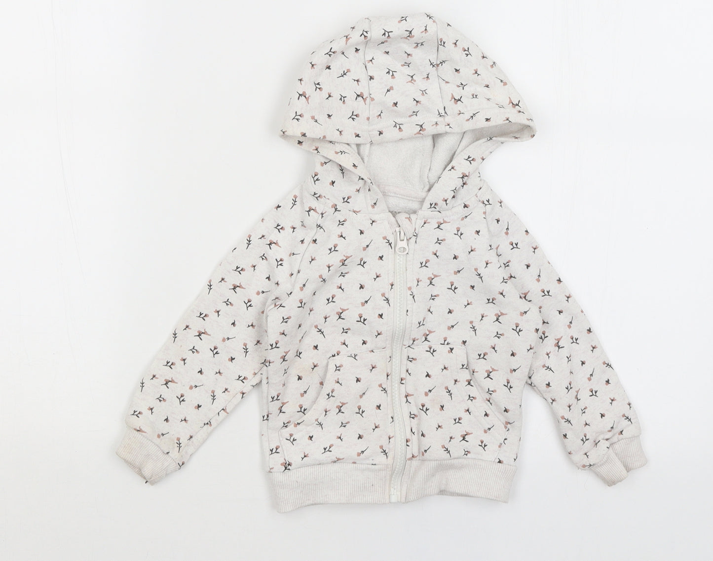 Primark Baby Ivory Floral  Full Zip Jumper Size 12-18 Months