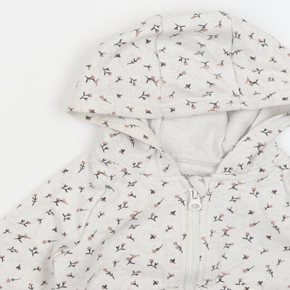 Primark Baby Ivory Floral  Full Zip Jumper Size 12-18 Months