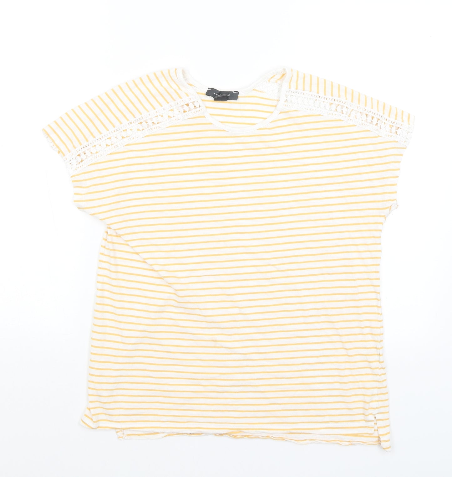 Primark Womens White Striped  Basic T-Shirt Size S