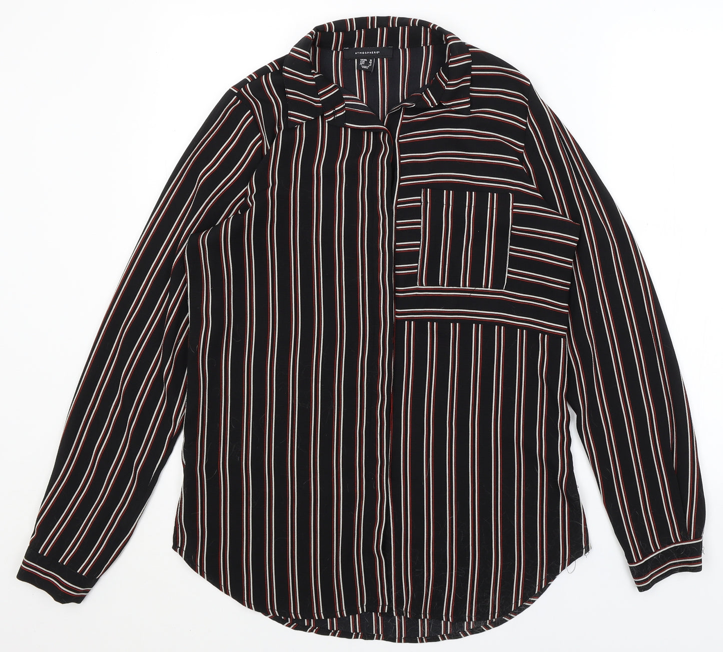 Atmosphere Womens Black Striped  Basic Button-Up Size 10
