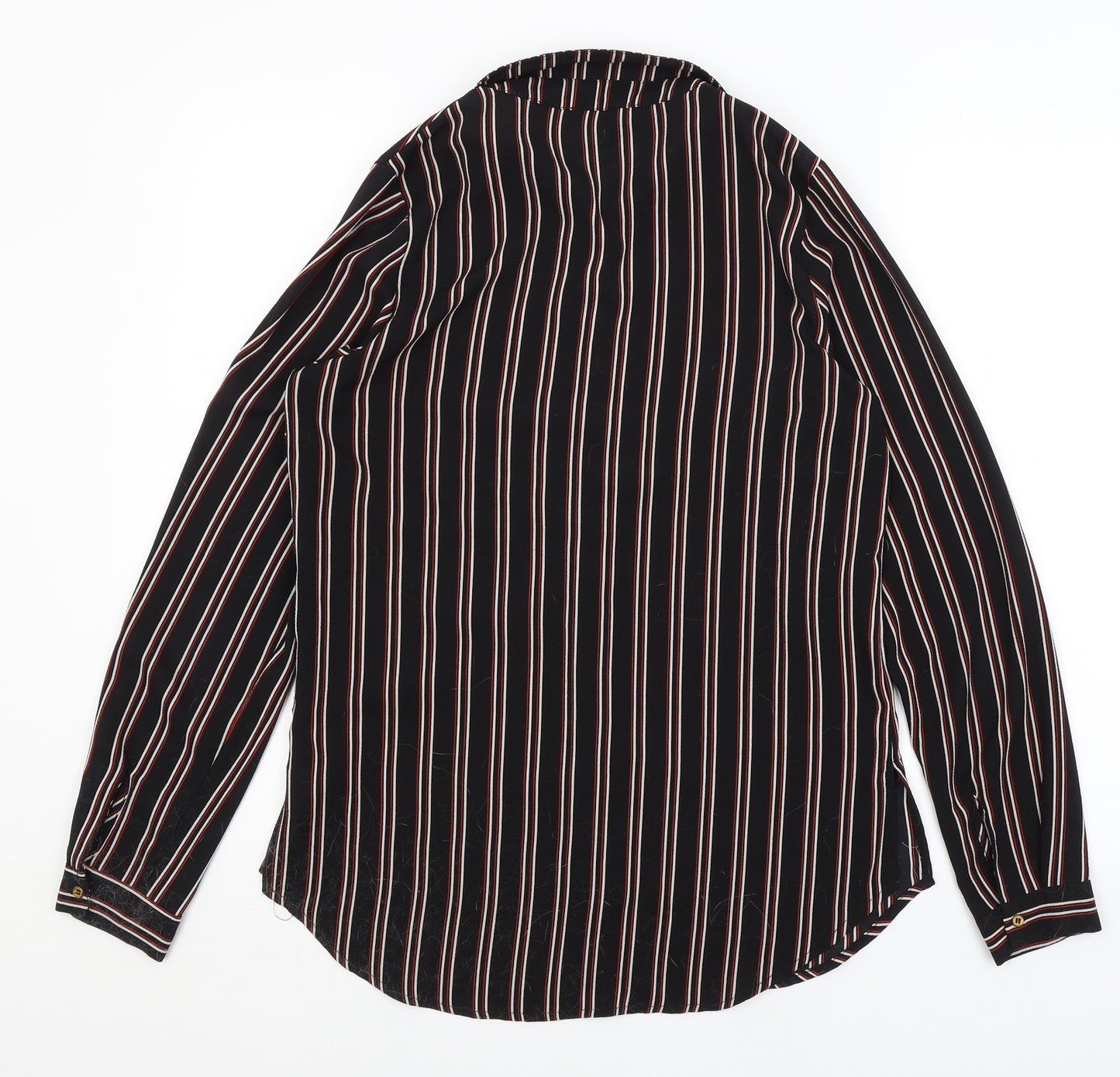 Atmosphere Womens Black Striped  Basic Button-Up Size 10