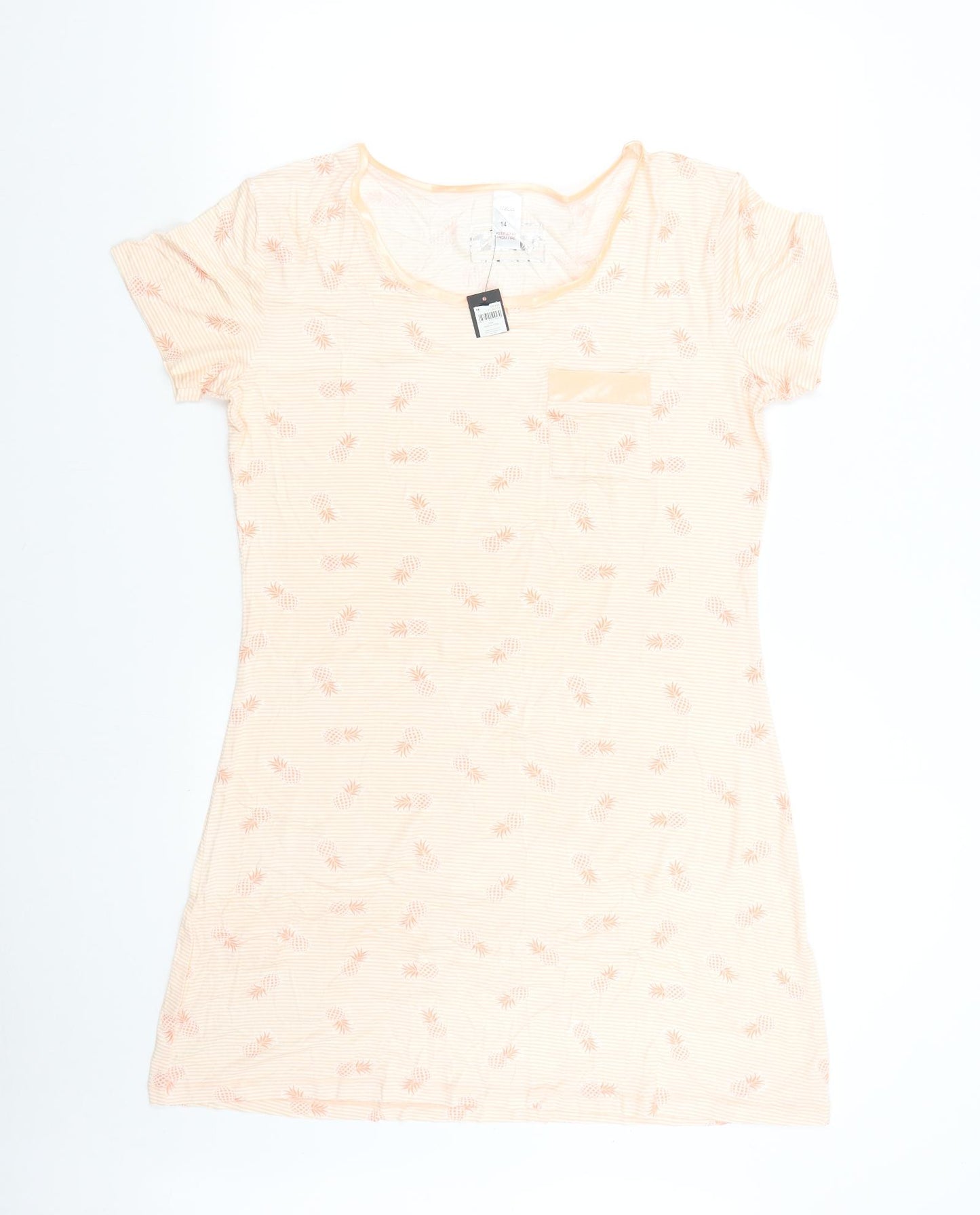 M&Co Womens Orange Striped   Nightshirt Size 14  - Pineapples