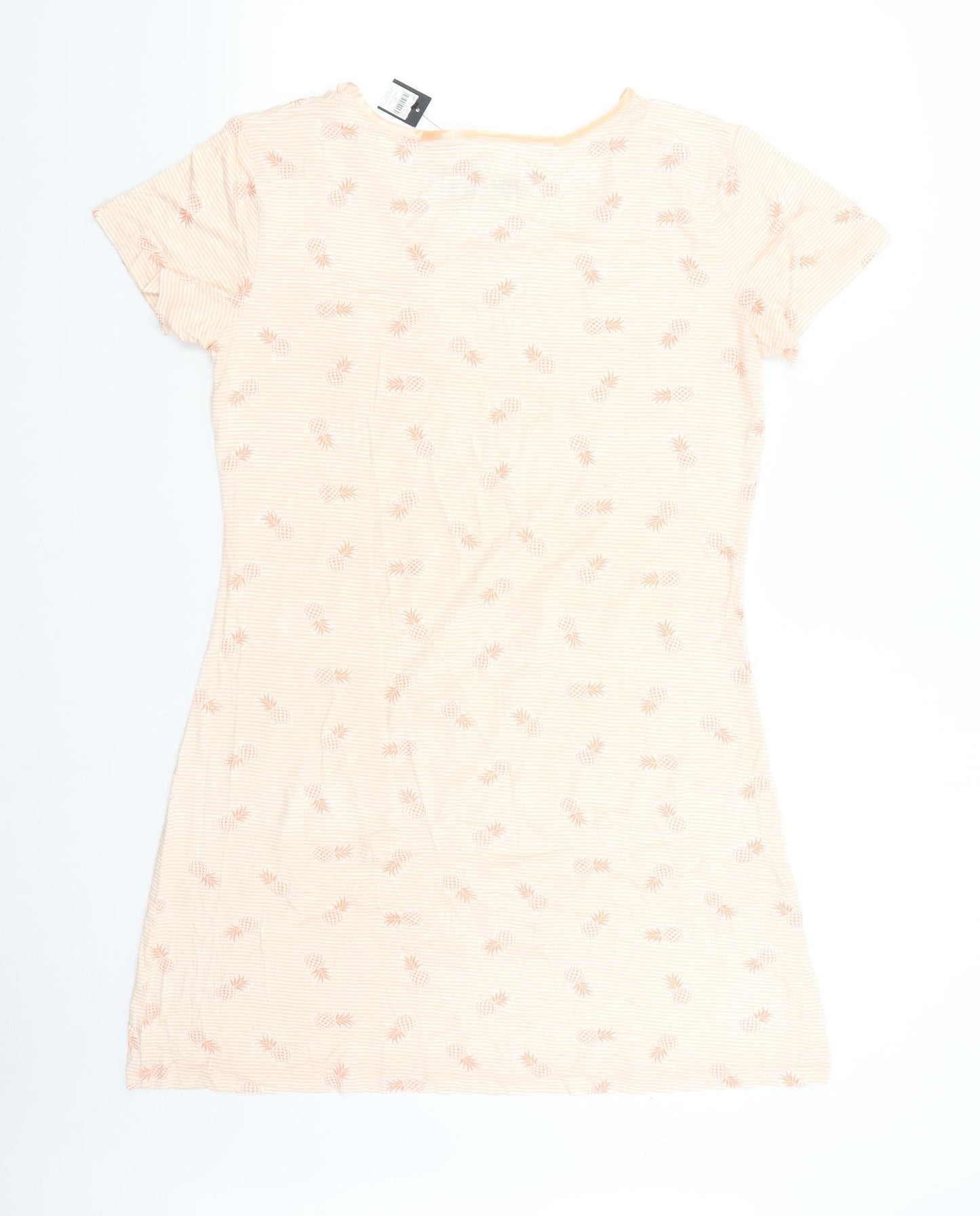 M&Co Womens Orange Striped   Nightshirt Size 14  - Pineapples