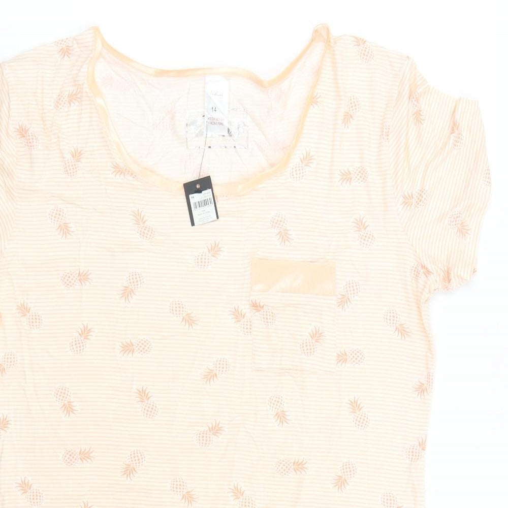 M&Co Womens Orange Striped   Nightshirt Size 14  - Pineapples