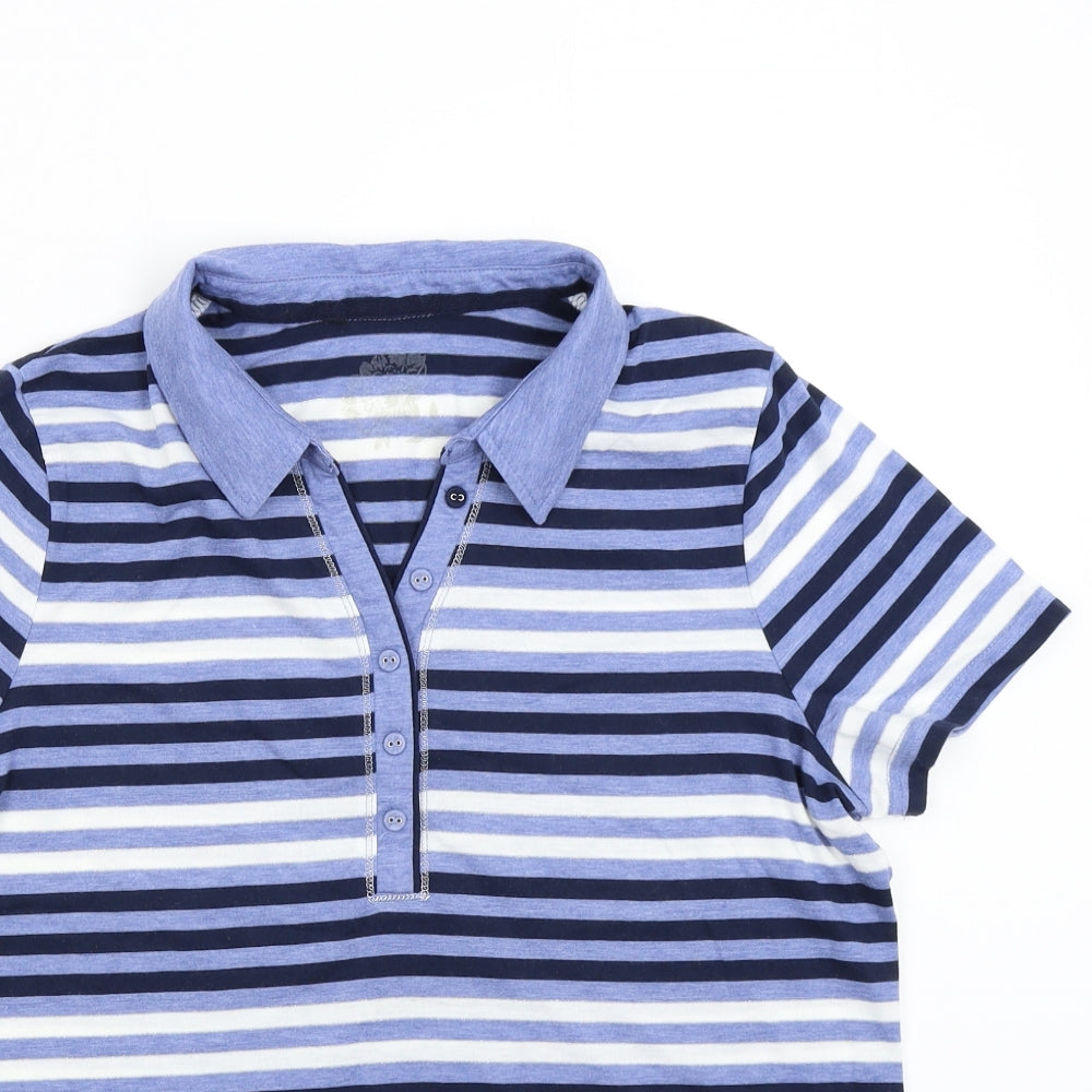 Preworn Mens Blue Striped   Polo Size 16