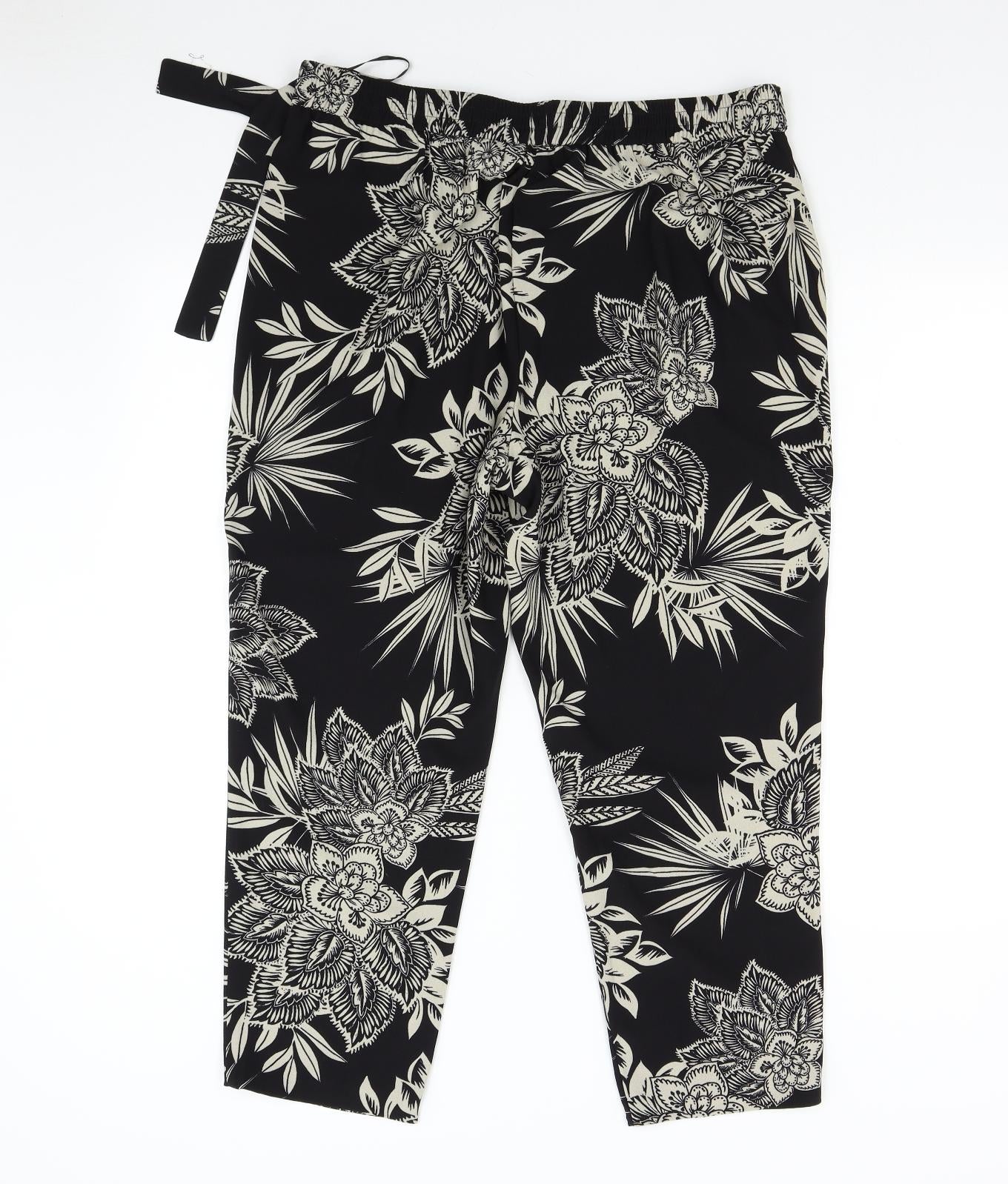 Bonmarché Womens Black Floral  Trousers  Size 16 L24 in