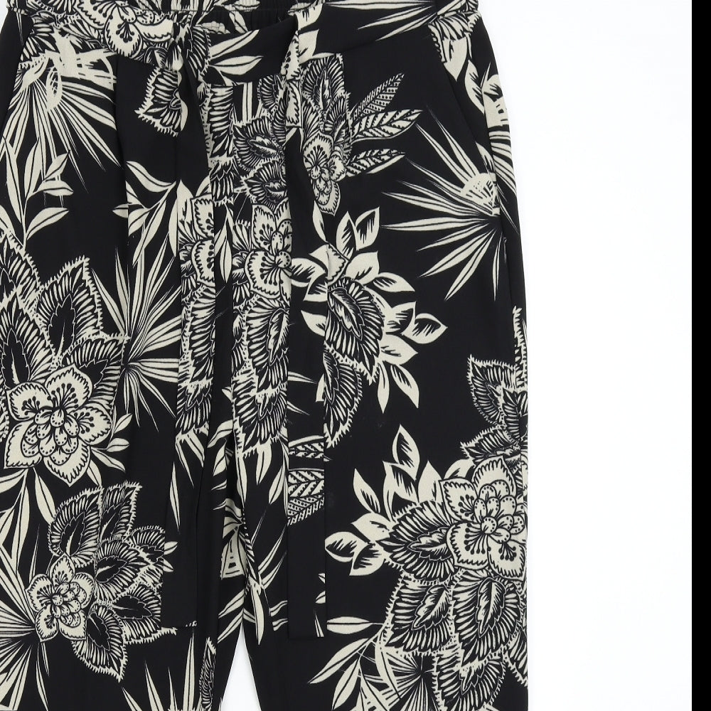 Bonmarché Womens Black Floral  Trousers  Size 16 L24 in