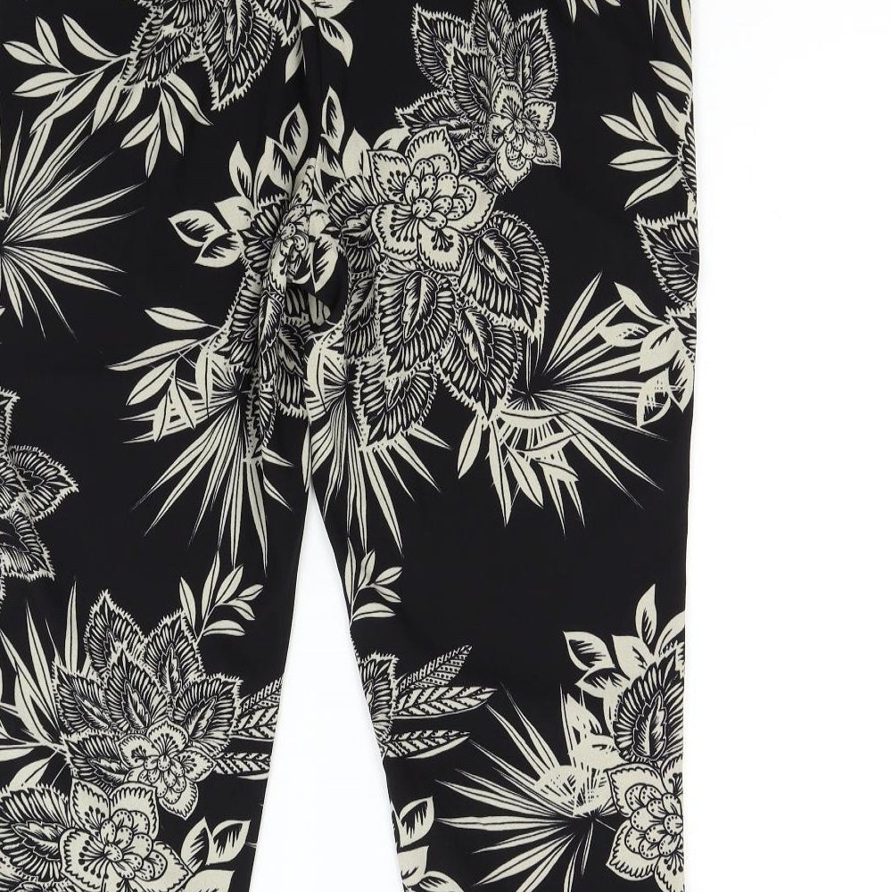 Bonmarché Womens Black Floral  Trousers  Size 16 L24 in