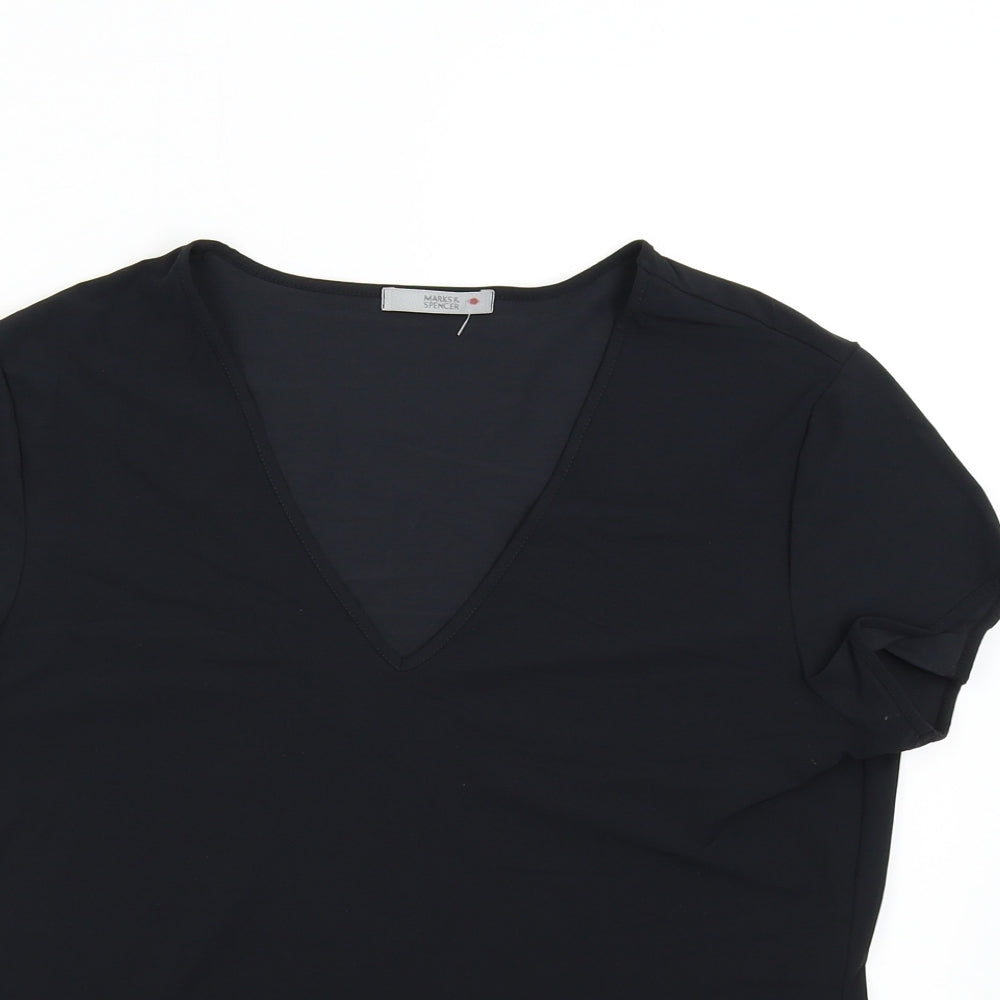 M&S Womens Black   Basic T-Shirt Size 16